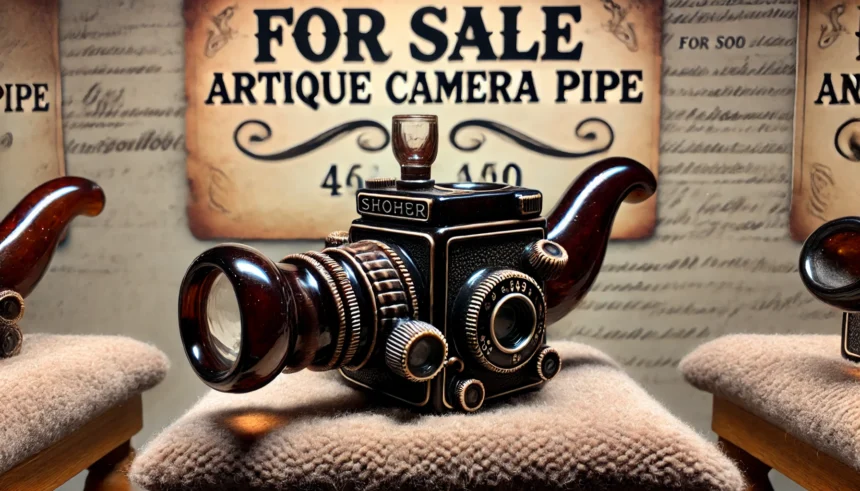 Vintage Glass Pipe Shaped Like Camera For Sale